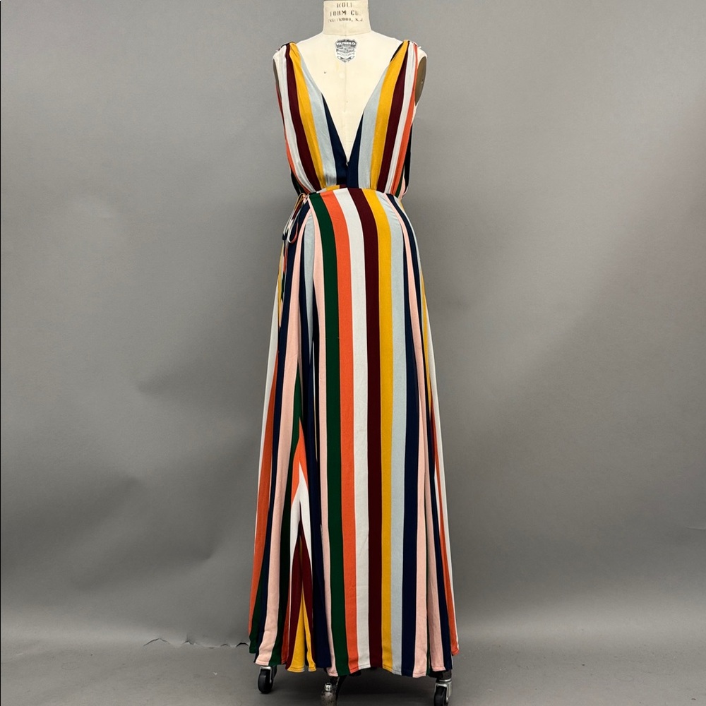 Reformation Colorful Striped Maxi Dress.